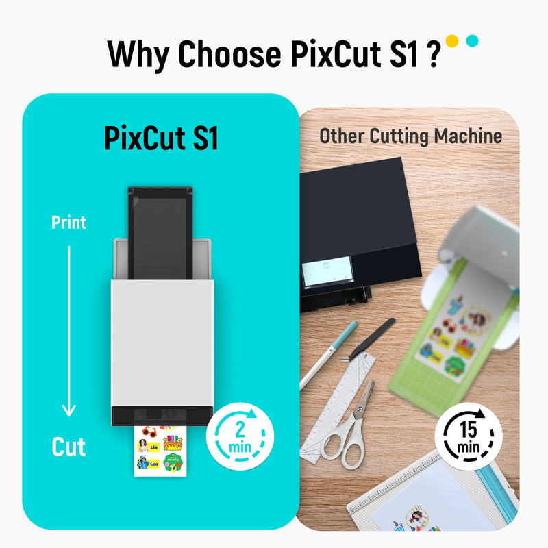 PixCut S1 comparison showing print and cut workflow speed